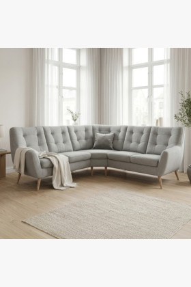 Skandinavisches Ecksofa Retro Design mit Ohren in Grau